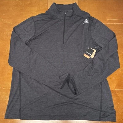 Suéter Reebok Para Hombres 2XL Gris Manga Larga Pullover Golf 1/4 Cremallera Ligero Foto 1 de 4