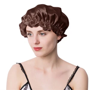 Mulberry Silk Sleep Cap with Elastic Cord, Hair Care Bonnet, Shower Hat M/L/XL - Picture 1 of 21