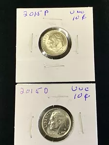 2015 P &D Roosevelt Dimes Brilliant Uncirculated (BU) 2 Coin Set FAST SHIPPING - Picture 1 of 8