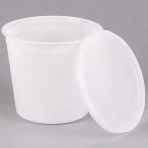 168 oz Round Clear Plastic Deli Food/Soup Restaurant Storage Containers W/ Lids - Picture 1 of 7