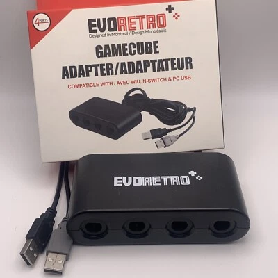 Adaptador de 4 puertos EVORETRO para mando Gamecube Wii U, Switch y PC USB Foto 1 de 4