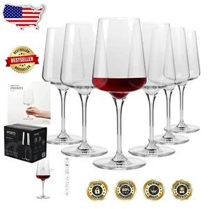 Elegant Set of 6 Lead-Free Red Wine Glasses - 16.9 oz Infinity Collection - Picture 1 of 12