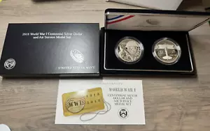 2018 World War I Centennial Silver Dollar and Air Service Medal Set w/COA & Box - Picture 1 of 4