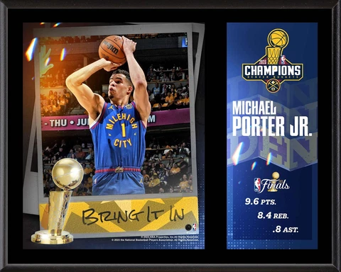 Michael Porter Jr. Nuggets 12x 15 23 NBA Finals Champs Sublimated Player Plaque Cover