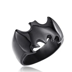 Black/Silver Batman Hot Movie Simulated 925 Sterling Silver For Men Ring - Picture 1 of 10