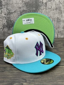 New Era New York Yankees 59FIFTY Teal Lime 1999 World Series Patch Hat Cap 7 3/8 - Picture 1 of 11
