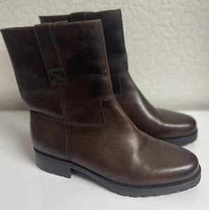 Women’s Ralph Lauren Brown Leather Ankle Boots Vibram Soles Size UK 4 US 6M - Picture 1 of 6