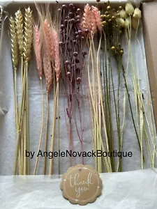 GETROCKNETE BLUMEN 35 STIELE HÜBSCH ROSA & VIOLETT POSY STRAUSS HOCHZEITSGESCHENK 12 ZOLL - Bild 1 von 2