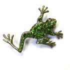 Green Rhinestone Crystal Frog Toad Pin Pendant Brooch