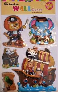 Adesivi decorazione parete bambini Popout 3D nave pirata rimovibile - Foto 1 di 4