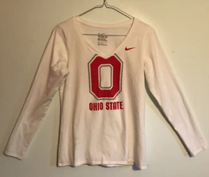 Nike Ohio State Mädchen V-Ausschnitt weiß Langarm "Nike Tee" Gr. M - Bild 1 von 7