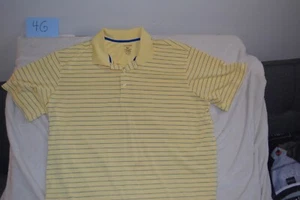 XXL Yellow With Blue Stripes 3 Button Collared Polo George Mouisture Wicking - Picture 1 of 2