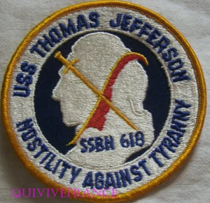 PUS750 - VINTAGE NAVY USS THOMAS JEFFERSON SSBN 618 PATCH NUKLEAR U-BOOT - Bild 1 von 2