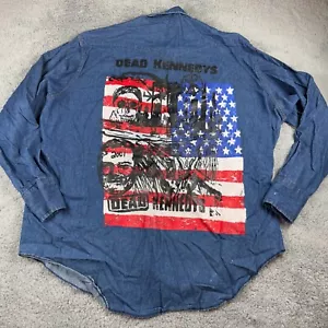 Vintage Wrangler Dead Kennedys Western Blue Denim Pearl Snap Shirt Men USA 19x36 - Bild 1 von 7