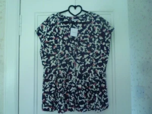 New NEXT 100% cotton blue / multi summer top, generous size 14, with tags - Picture 1 of 5