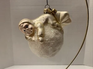 Dept 56 Blown Glass Christmas Ornament Snowbaby atop a Snowball with Star - Picture 1 of 5