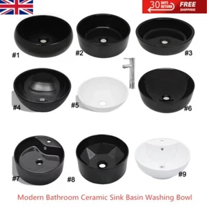Modern Bathroom Ceramic Sink Basin Washing Bowl with Overflow Hole Round Toilet - Picture 1 of 95