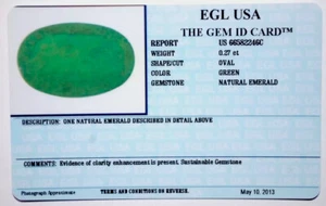 EGL USA TESTED&CERTIFIED NATURAL OVAL SHAPE EMERALD 0.27CT - Picture 1 of 5