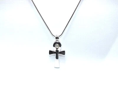 Jaula de perlas colgante Ankh de plata hecha a mano - Collar con dije de cruz por diseño AOS Foto 1 de 4