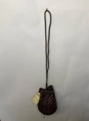 Bolso con Cordón Dragon Diffusion 8838 Marrón Oscuro Tejido a Mano Cuero de Búfalo Nuevo Foto 1 de 4