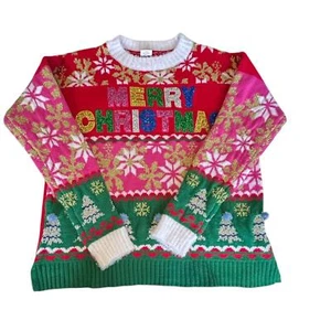 Holiday Time Merry Christmas Long Sleeve Colorful Knit Sweater sz Small - Picture 1 of 12