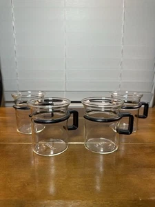 4 Bodum Glass Espresso Coffee Tea Cups Bistro Mugs Black Handle Picard Star Trek - Picture 1 of 7