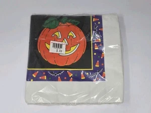 Vintage Halloween 12x12 Napkins Package of 24 Jack-o'-Lantern Pumpkin NOS - Picture 1 of 3
