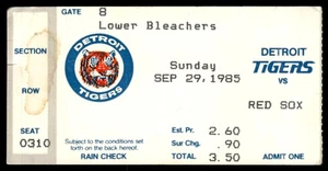 1985 Tiger Stadium Ticket 29. September Boston Red Sox vs Tigers - Bild 1 von 2