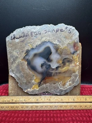 Friend Ranch Thunder Egg Slab 213 Grams 5.5”x 5.5”x 5mm. Old Stock Oregon Agate. - Image 1 of 4
