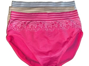 Set completo di 3 slip Breezies a righe floreali senza cuciture - guava rosa - medio - A478506 - Foto 1 di 1