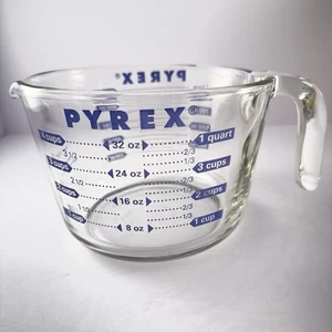 Vintage Pyrex 4 Tassen/1 Liter blauer Schriftzug J-Griff Messbecher #22 USA SCHÖN - Bild 1 von 16