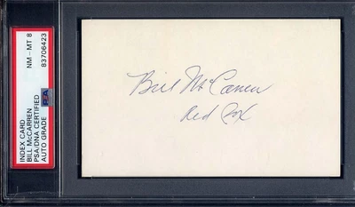 Bill McCarren PSA 8 Index card PSA/DNA certified auto grade Boston Red Sox - Image 1 of 2