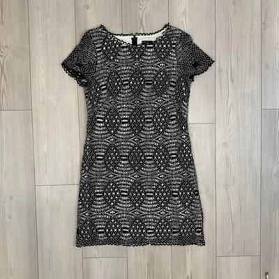 Vestido Vaina Adrianna Papell Negro Enjaulado Encaje Forrado Cóctel Para Mujer Talla 12 Foto 1 de 4