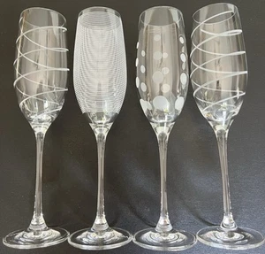 Set Of 4 MIKASA Cheers Fluted Champagne Blown Glass Glasses - Picture 1 of 6