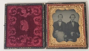 Late 1850s to Mid 1860s, Fine Tintype, with Gold Frame of Two Gents Sitting - Picture 1 of 18