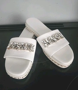 Karl Lagerfeld White Bijou Embellished  Sandals Sz 8M - Picture 1 of 7