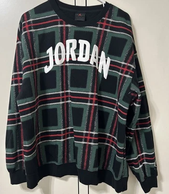 Jordan Women's Brooklyn Plaid Fleece Women Graphic Crew-Neck Sweatshirt Size XL - Image 1 of 4
