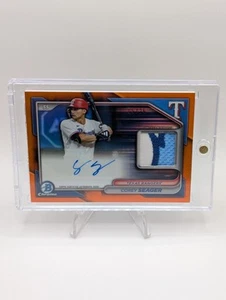 Corey Seager Orange #/25 🔥 2024 Bowman Chrome - Chrome Auto 3-Color Relic - Picture 1 of 3