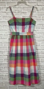Kate Spade Target Dress Womens Sz Small Multicolor Plaid Belted Spaghetti Strap - Picture 1 of 6