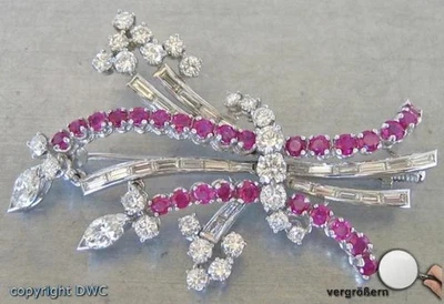 Nadel Brosche Pin mit Brillant Diamant Rubin Brillant Platin Rubinen  - Bild 1 von 4
