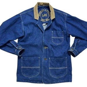 Lee Chore Jacke Vintage Herren mittelblau Denim Jeans Scheunenmantel Cordkragen - Bild 1 von 8