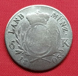 German States Bavaria Silver , 6 Kreuzer 1805 (.333) Maximilian IV , Countermark - Picture 1 of 3