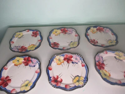 PANSY SIDE PLATES (6) TURN OF CENTURY ERA. ? ROYAL DOULTON. STAMPED R.NO. 56516. - image 1 of 4