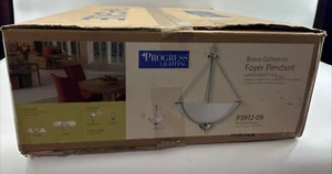 Progress Lighting Bravo Foyer Pendant Brushed Nickel Glass P3912-09 NEW - Picture 1 of 10