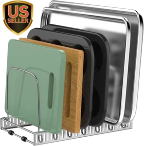 Cutting Board Organizer Rack, Baking Tray and Cookie Sheet Organizer with 7 Adju - Picture 1 of 8