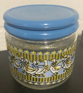 Vintage Farmhouse Country Ducks Container Glass Canister With Cap - Picture 1 of 4