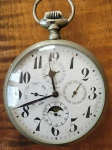 Unbranded Working Swiss 8 Day Pocket Watch Model #47179 Diameter 3 1/4 inches - Picture 1 of 9