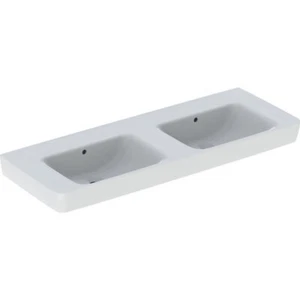 Geberit Renova Plan, Doppelwaschtisch, 130x48 cm, ohne Hahnloch, mit Überlauf, - Bild 1 von 1