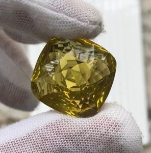 29.60 Cts Natural Lemon Quartz Concave Cut 20x20x12 MM Lemon Quartz Gemstone - Foto 1 di 4