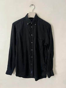 Gieves Shirt M Black Cotton Sateen (Ultra Soft Smooth) 44" Made UK Button Down - Picture 1 of 18
